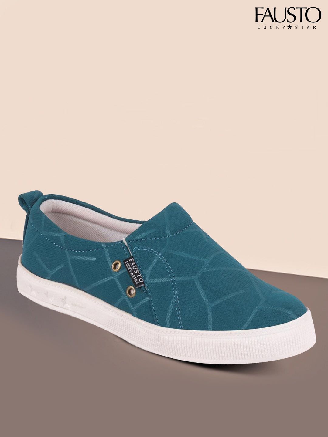 FAUSTO Women Blue Printed Slip-On Sneakers Price in India