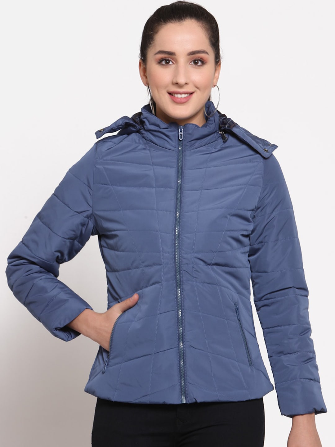 Juelle Women Blue Padded Jacket Price in India