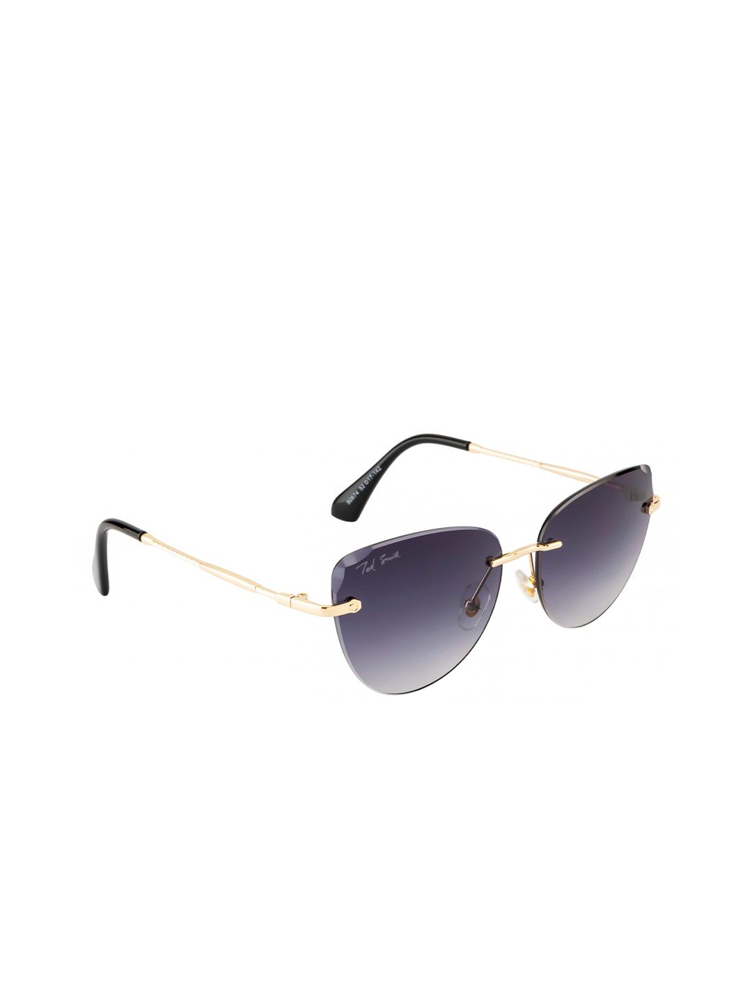 Ted Smith Women Purple Lens & Gold-Toned Cateye UV Protected Sunglasses CATCHME_C1-Purple Price in India