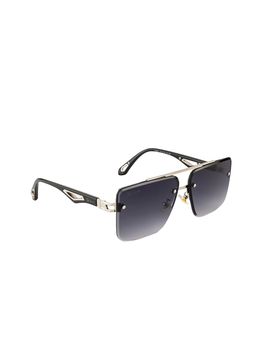 Ted Smith Unisex Purple Lens & Silver-Toned UV Protected Oversized Sunglasses HILTON_C2 Price in India