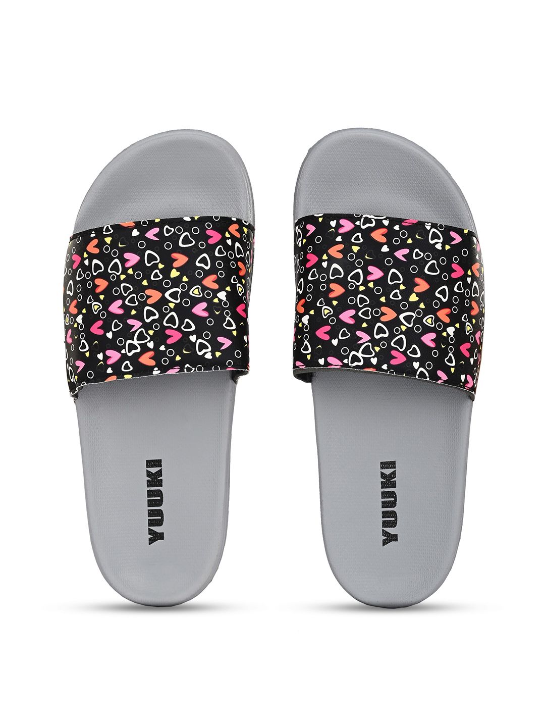 Yuuki Women Black & Black Printed Sliders Price in India