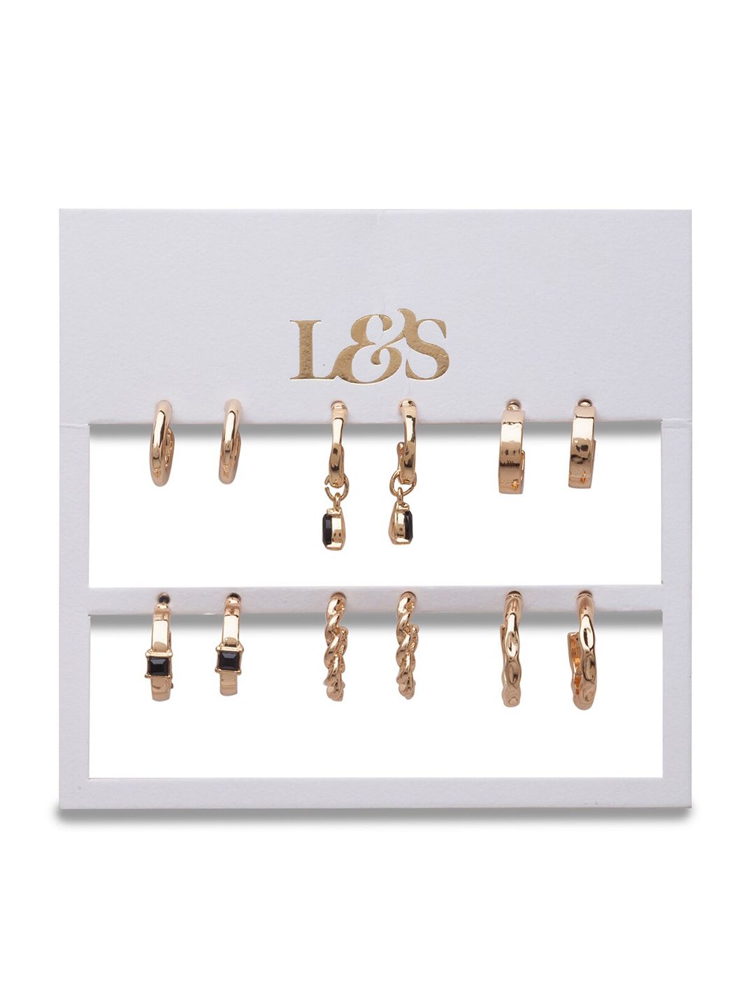 Lilly & sparkle Set Of 6 Gold-Toned & Plated Contemporary Hoop Earrings Price in India