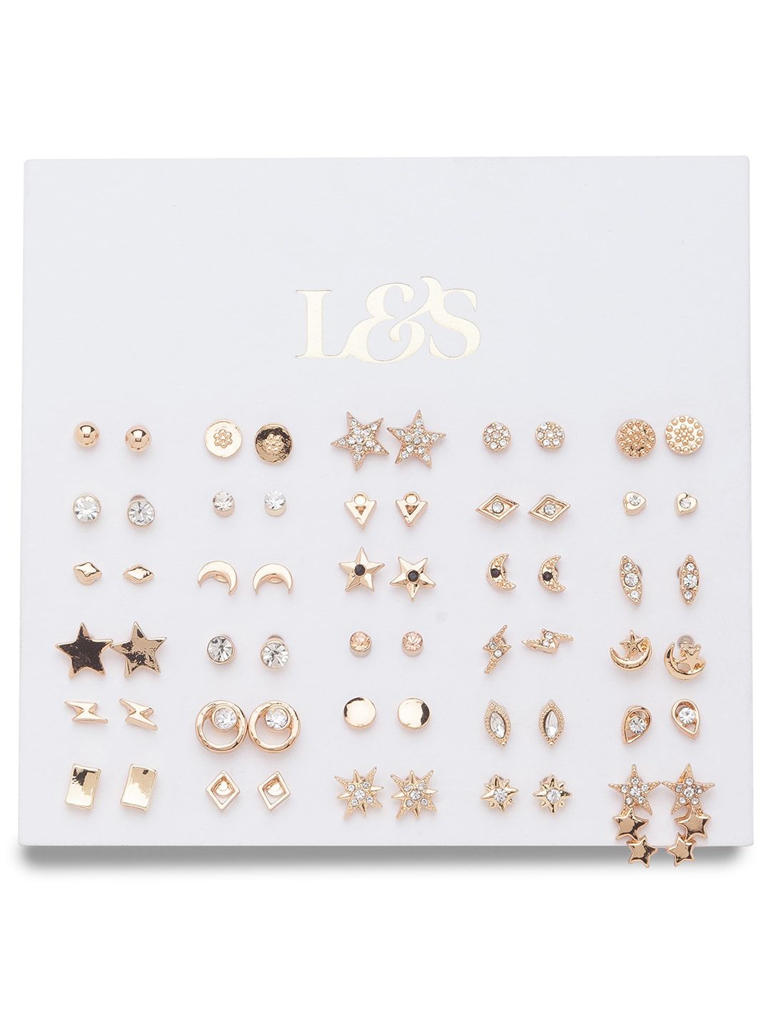 Lilly & sparkle Set of 30 Gold-Toned Contemporary Studs Earrings Price in India