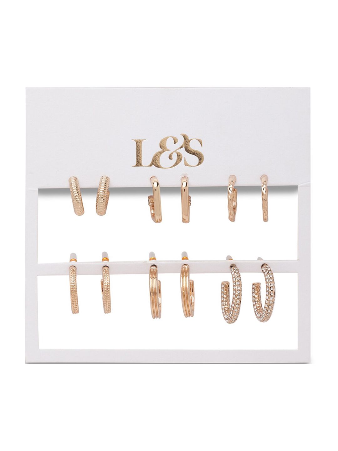 Lilly & sparkle Woman Set of 6 Gold-Toned Contemporary Drop Earrings Price in India