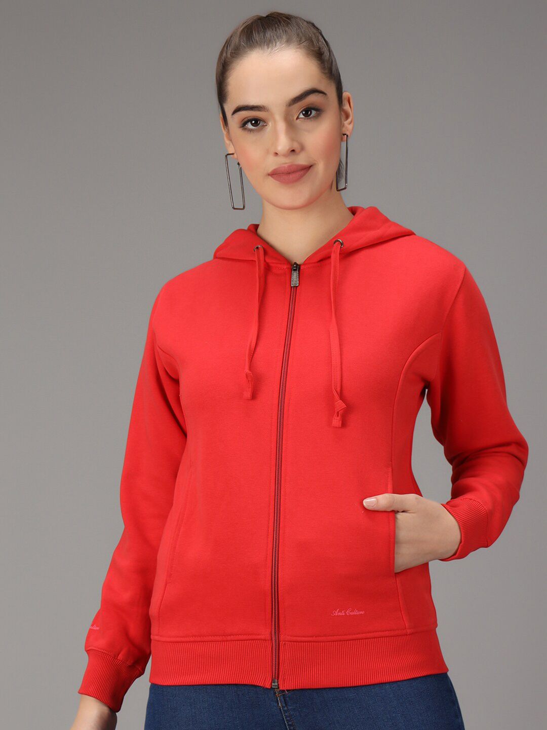 ANTI CULTURE Women Red Sweatshirt Price in India