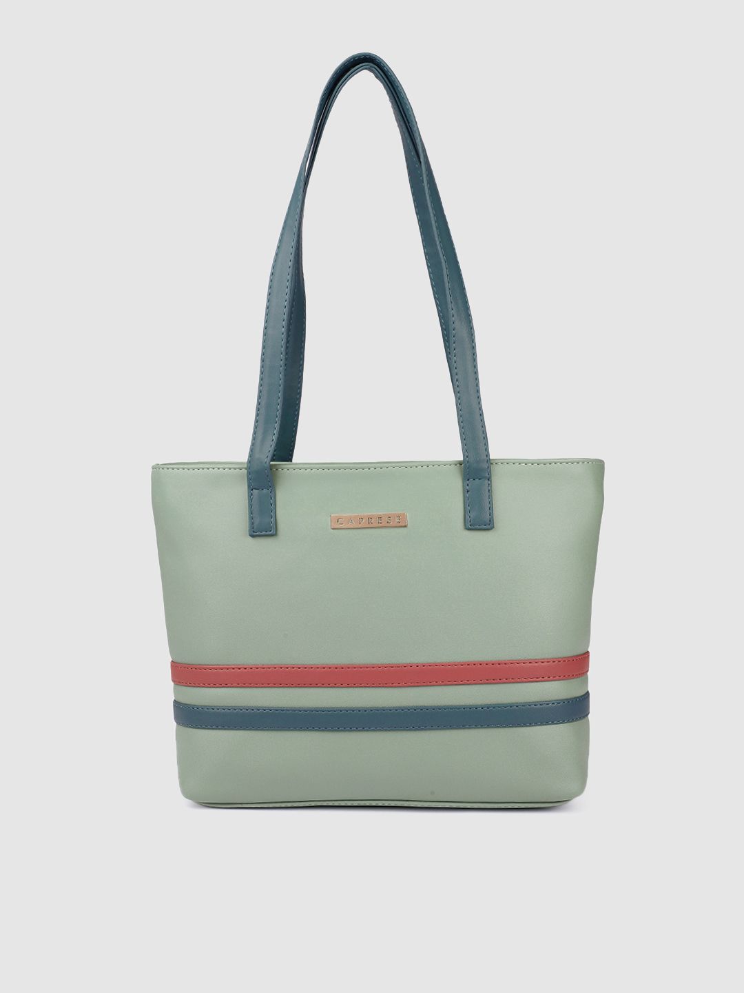Caprese Sea Green Striped Shoulder Bag Price in India