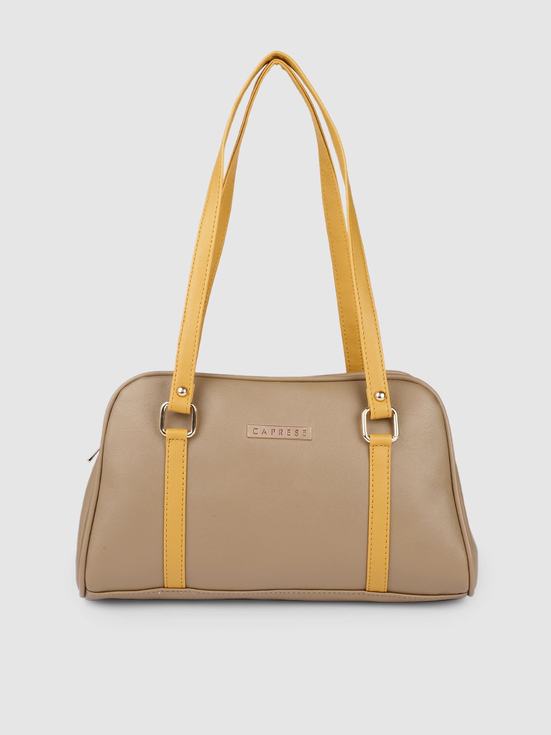 Caprese Beige Solid AUTUMN Structured Shoulder Bag Price in India