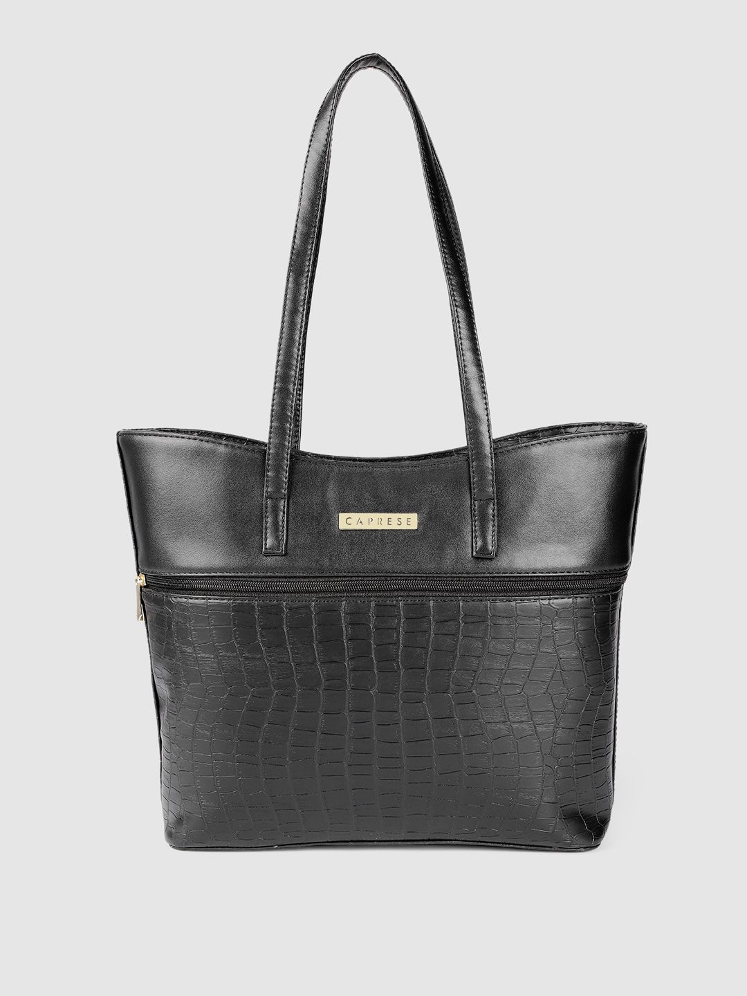 Caprese Black Textured Shoulder Bag Price in India