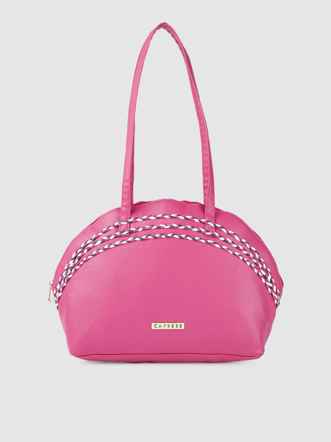 Caprese Pink PU Structured Shoulder Bag Price in India