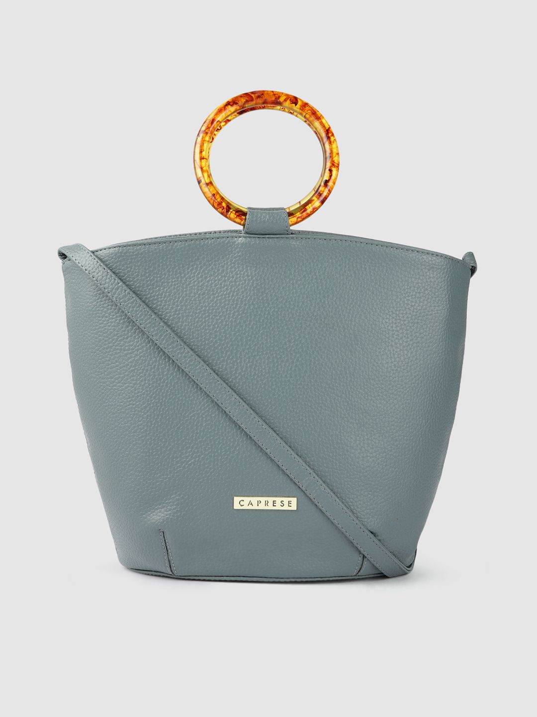 Caprese Grey PU Structured Handheld Bag Price in India