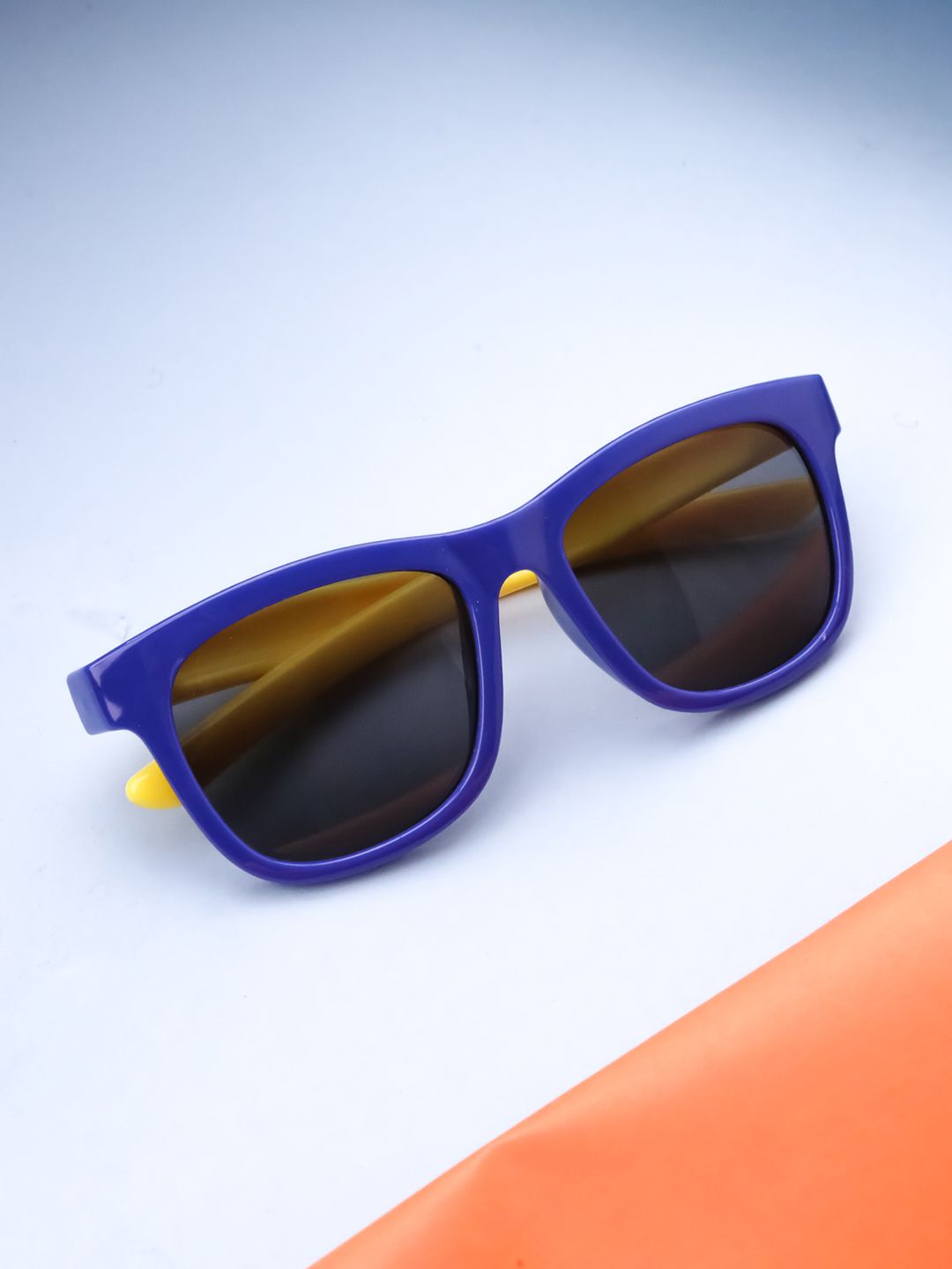 Spiky Kids Black Lens & Blue Square Sunglasses with UV Protected Lens 1571_Blu_Ylw-Blue