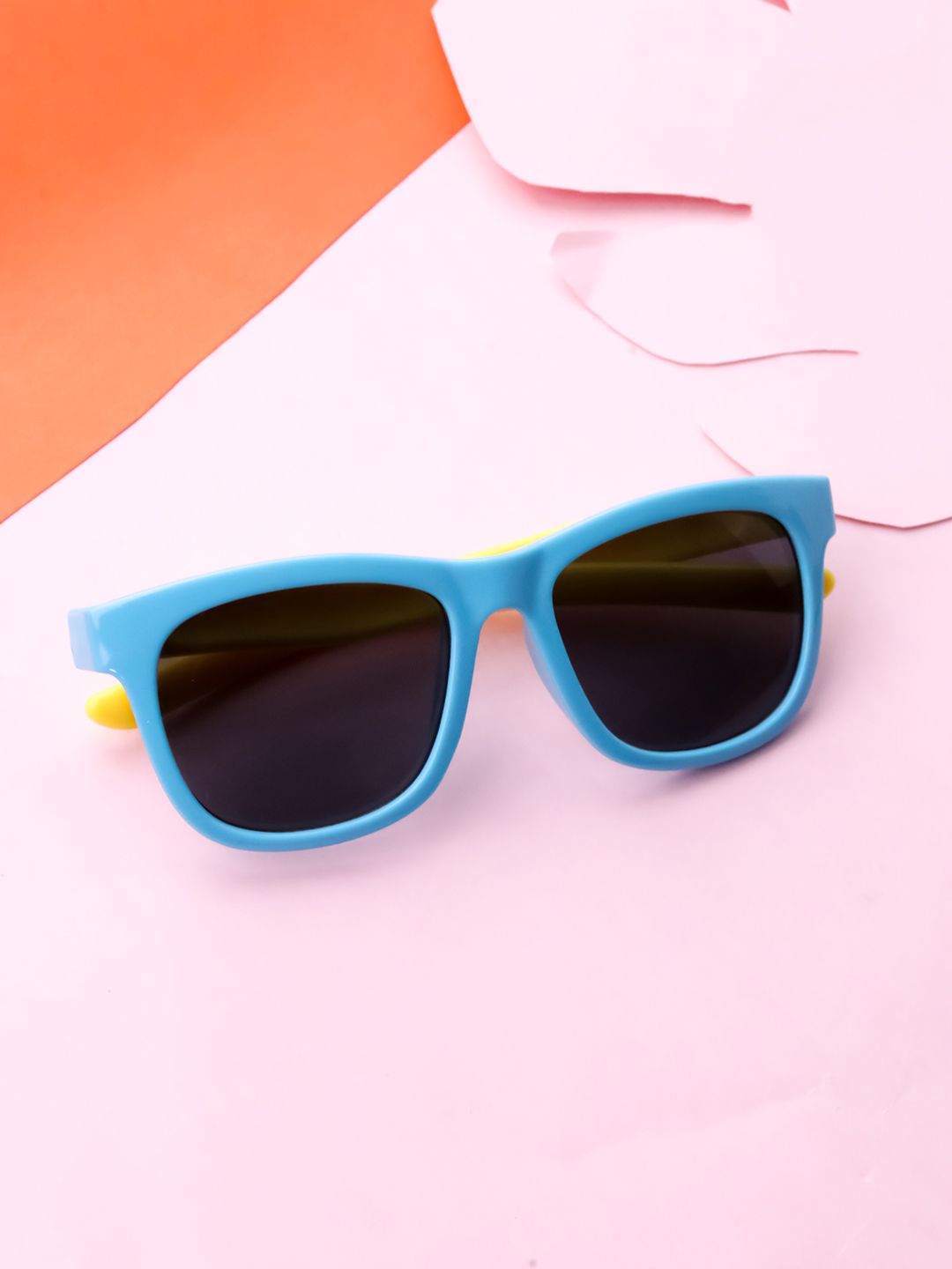 Spiky Kids Black Lens & Blue Square Sunglasses with UV Protected Lens 1571_Jad_Ylw-Jad