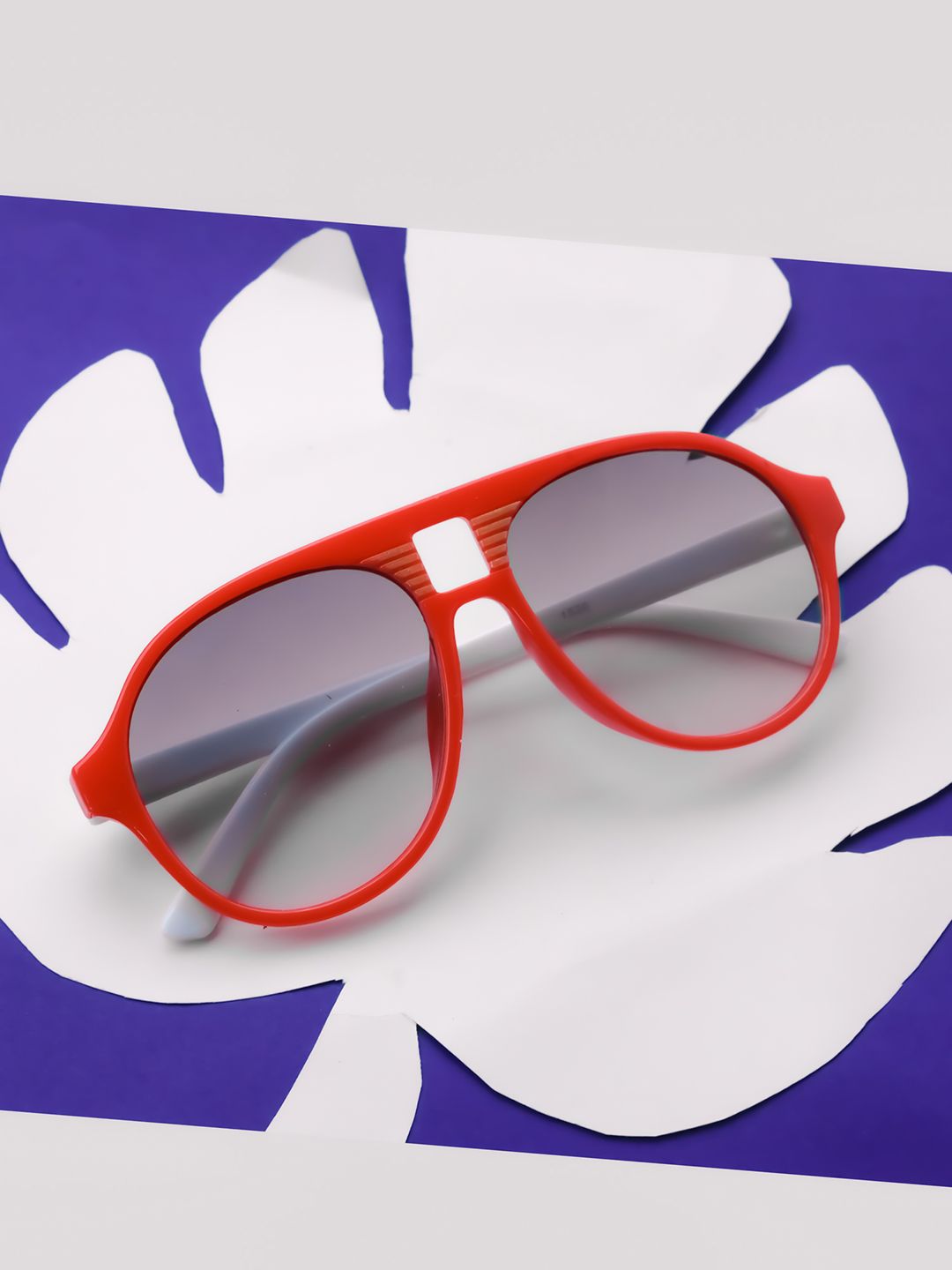 Spiky Kids Purple Lens & Red Oval Sunglasses with UV Protected Lens 1526_Red_Wht