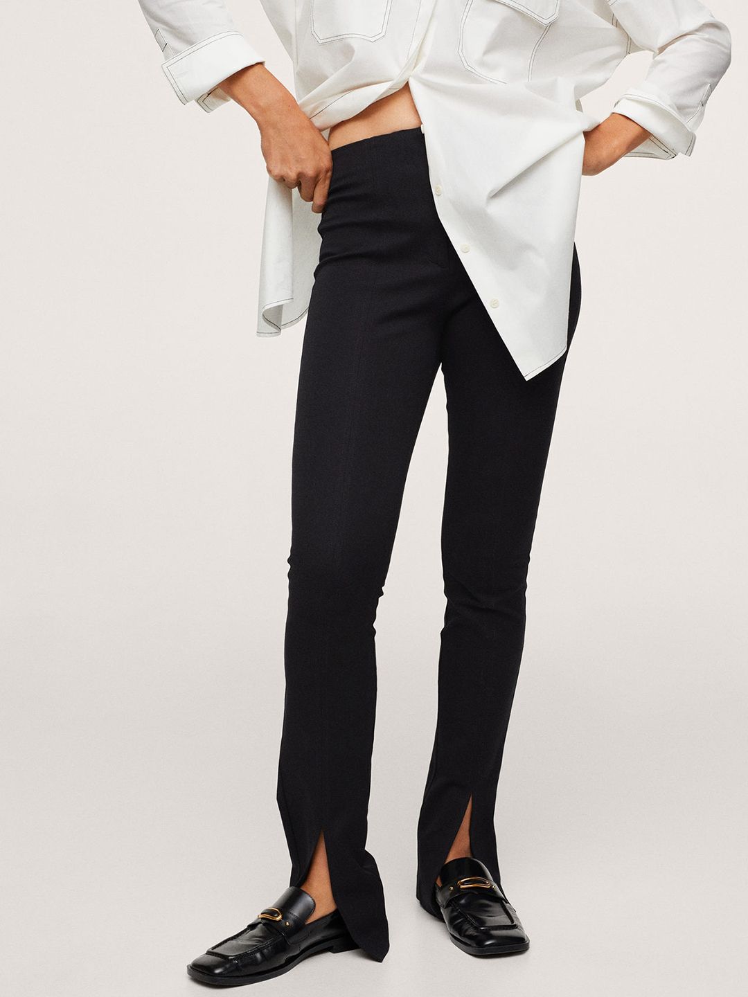MANGO Women Black High-Rise Trousers