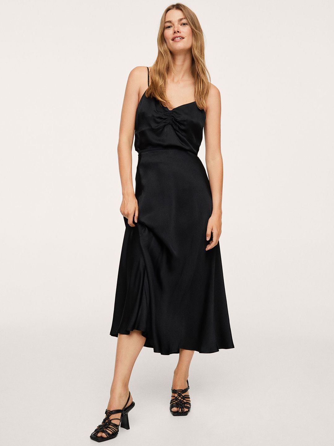 MANGO Black Self Design Regular Top