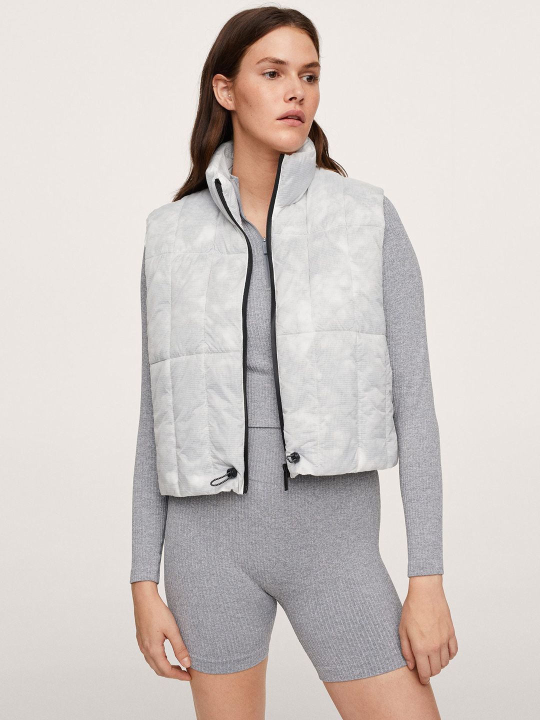 MANGO Women Grey Solid Padded Jacket Price in India