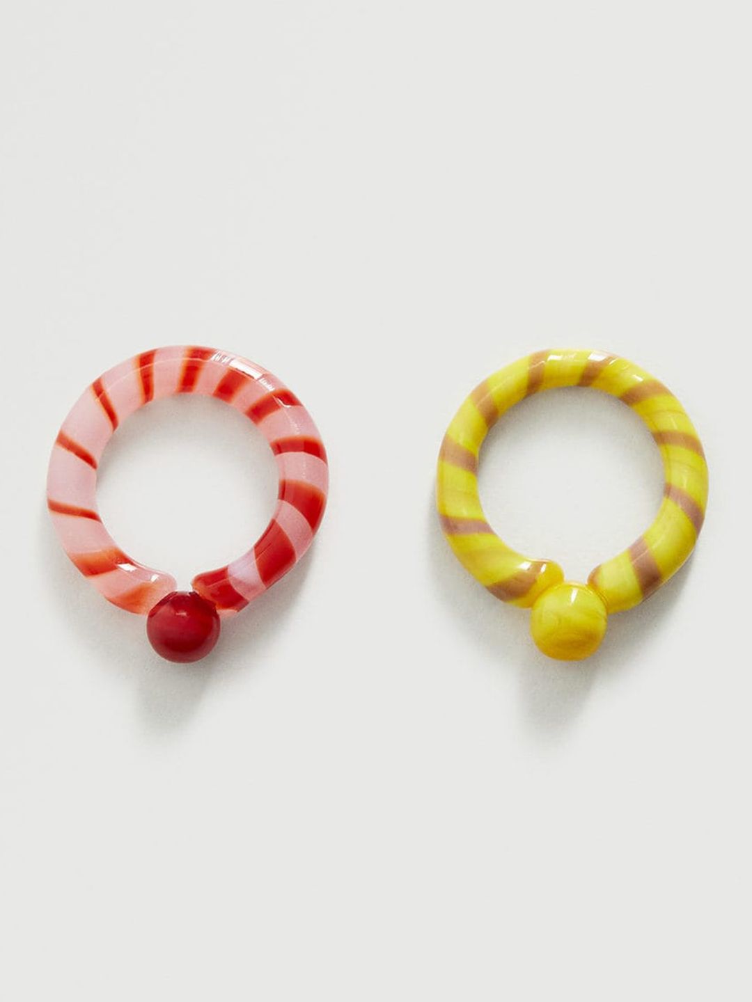 MANGO Set of 2 Striped Finger Rings Price in India