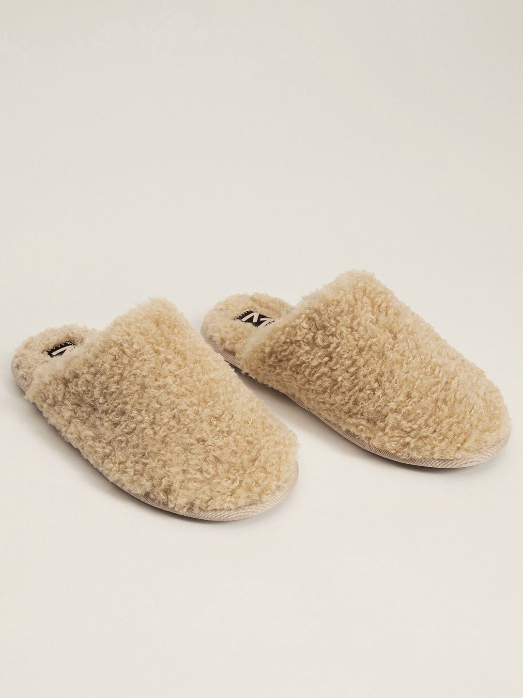 MANGO Women Beige Faux Fur Room Slippers Price in India