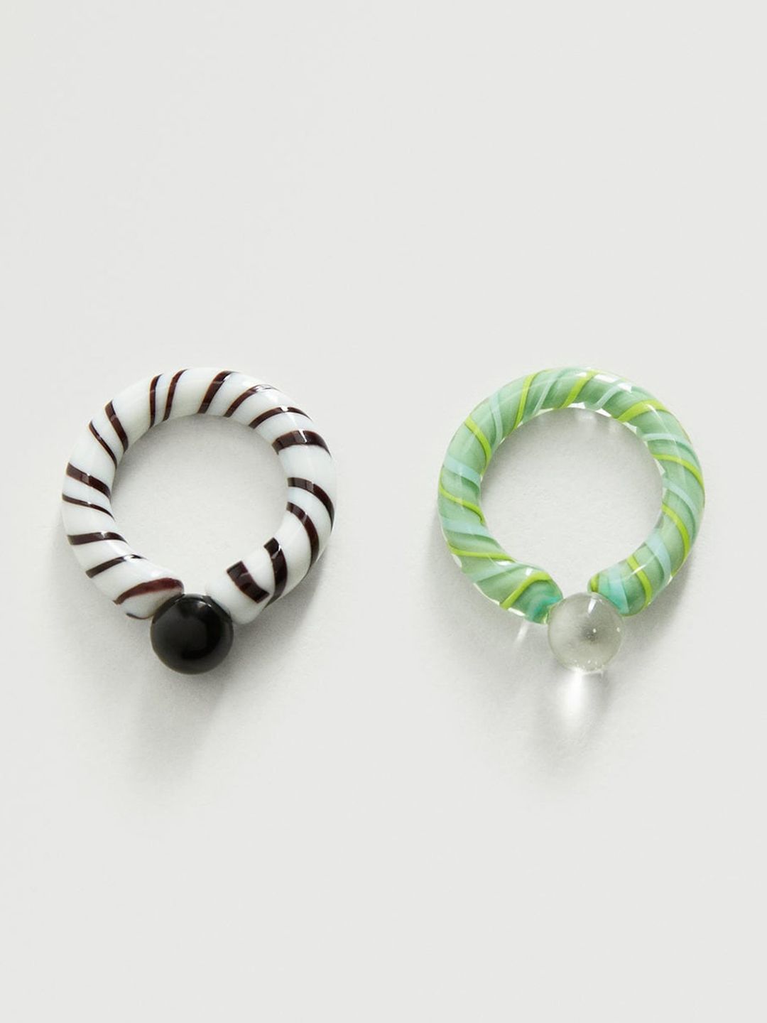 MANGO Set of 2 Striped Finger Rings Price in India