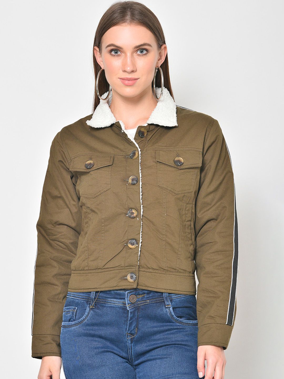 PERFKT-U Women Olive Green Camouflage Lightweight Antimicrobial Crop Tailored Jacket Price in India