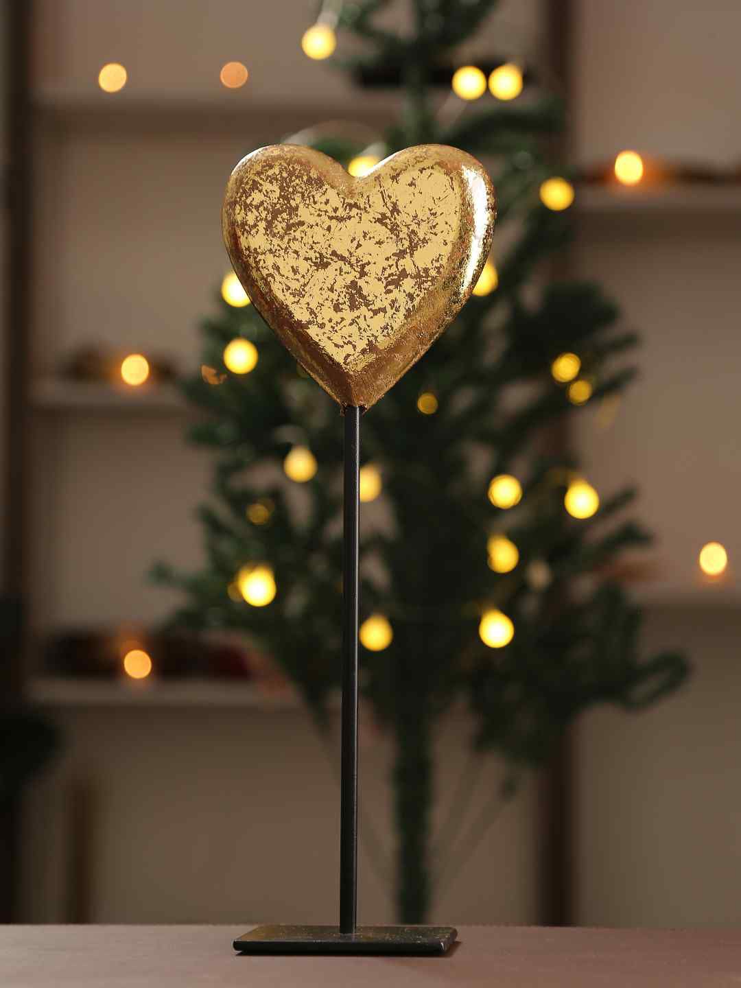 Amoliconcepts Gold Toned Foiled Heart Table Decor Price in India