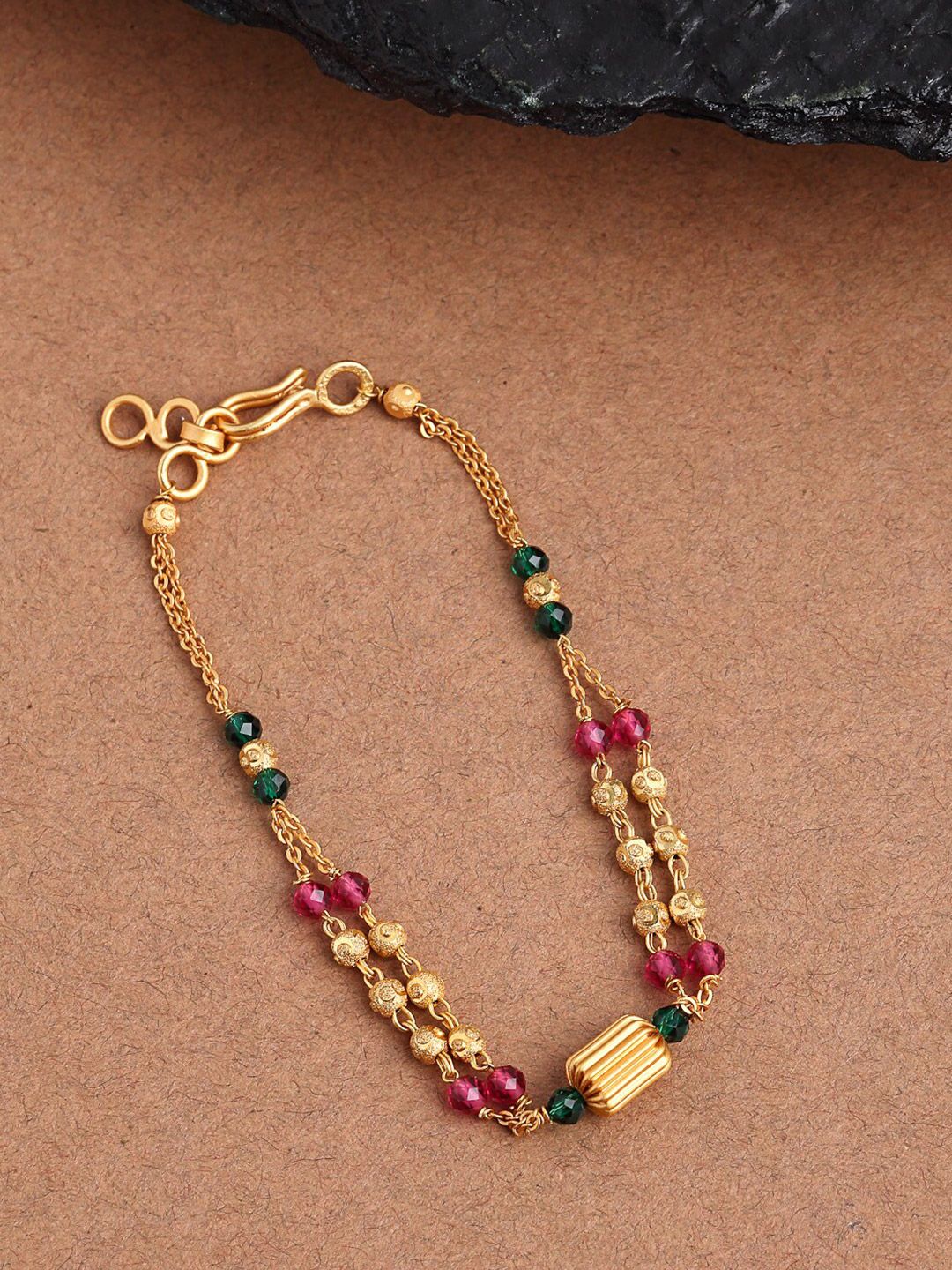 PANASH Women Gold-Toned & Pink Gold-Plated Multistrand Bracelet Price in India