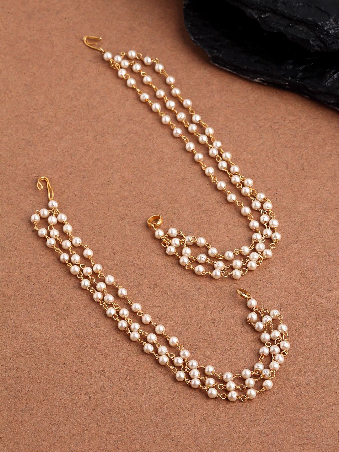 PANASH Gold-Plated & White Classic Earring Chain Price in India