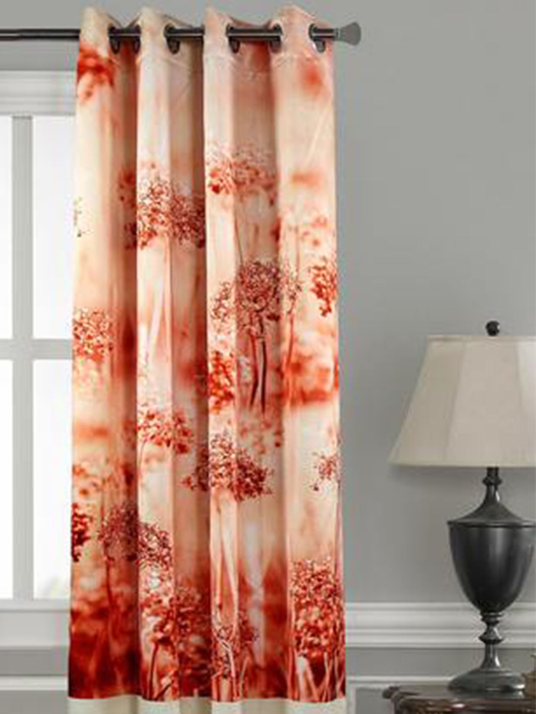 Lushomes Brown & Beige Floral Window Curtain Price in India