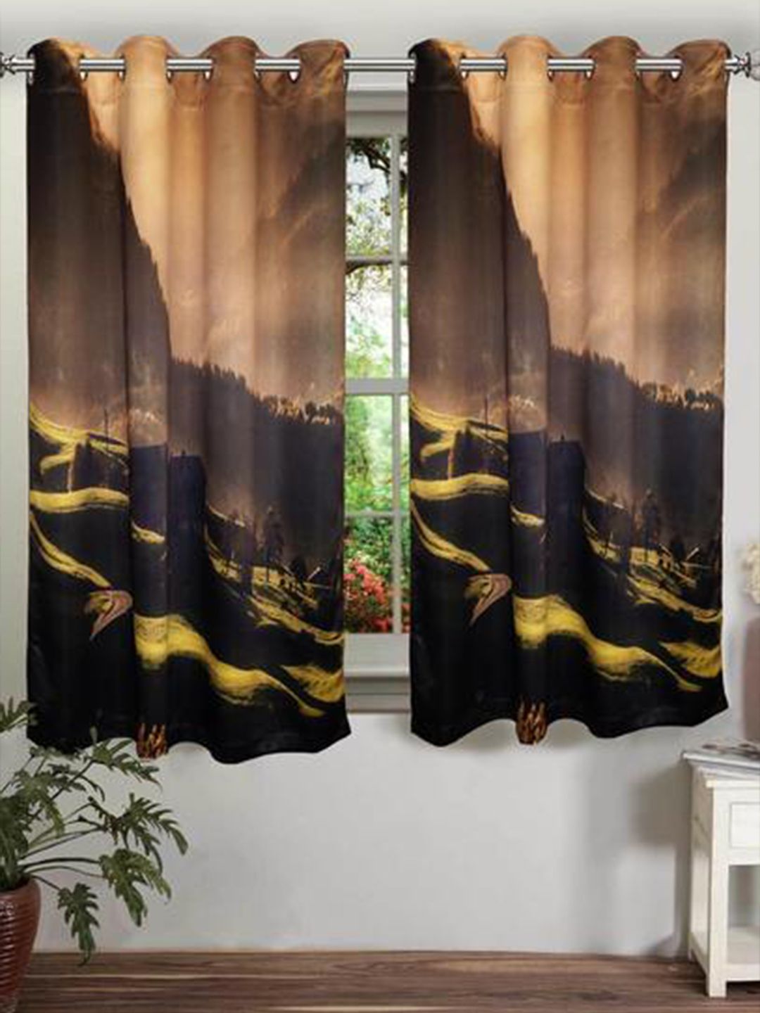 Lushomes Brown Window Curtain Price in India