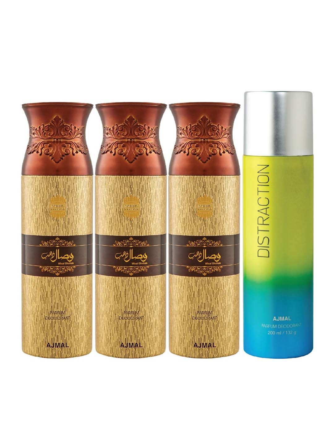 Ajmal Set of 4 Wisal Dhahab & Distraction Deodorants Price in India