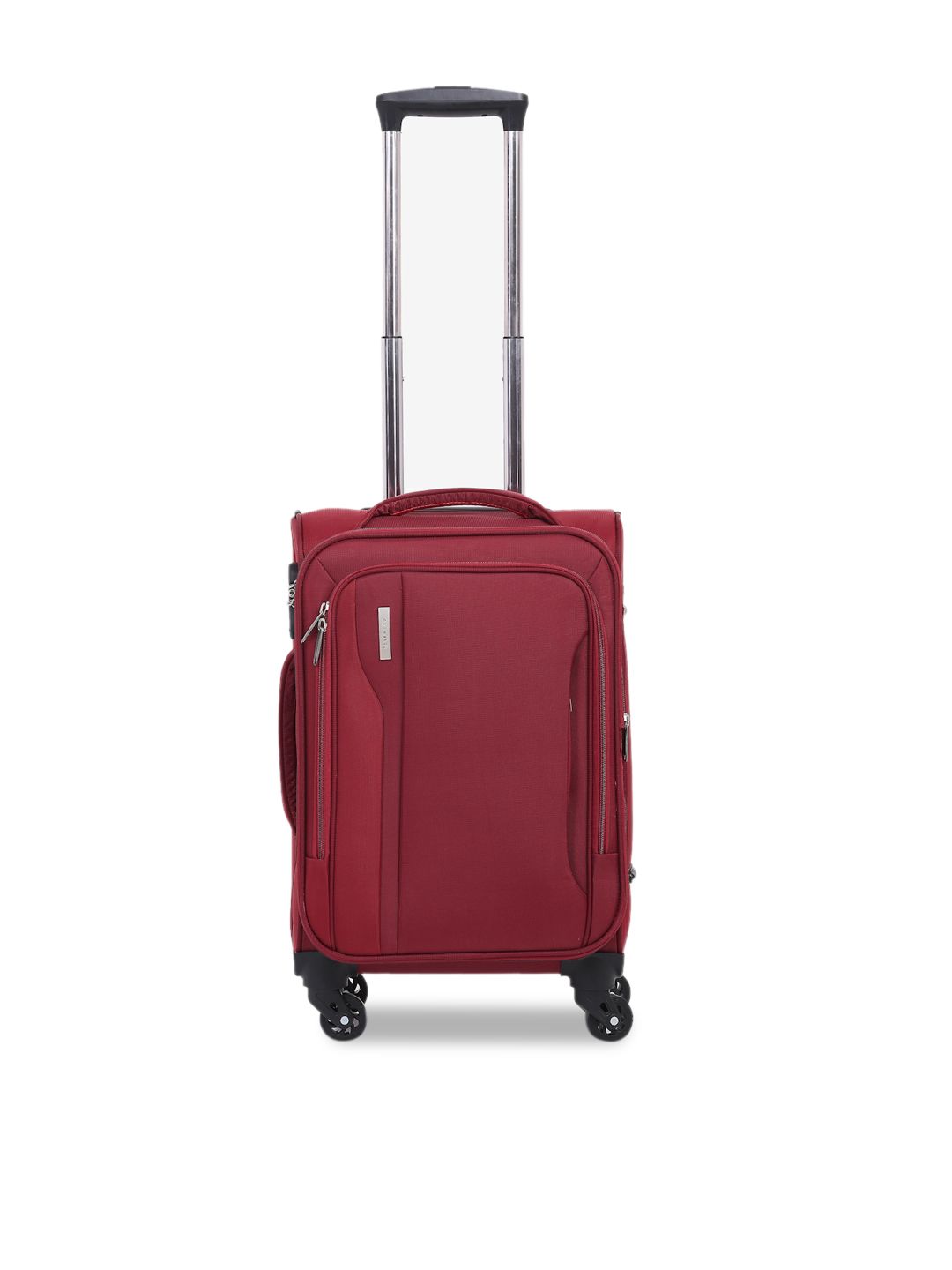 Teakwood Leathers Red Solid Soft-Sided Cabin Trolley Suitcase Price in India