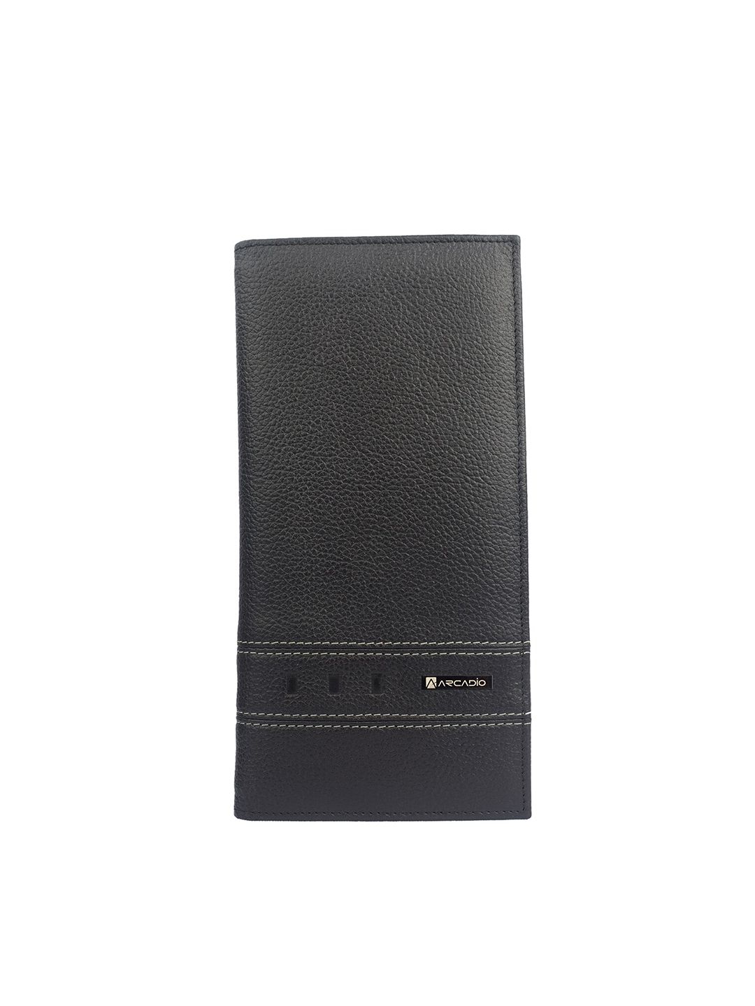 ARCADIO Unisex Black Textured Leather RFID Two Fold Wallet Price in India