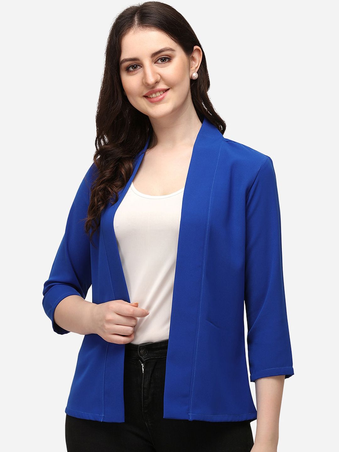 Smarty Pants Women Blue Lightweight Longline Open Front Jacket Price in India