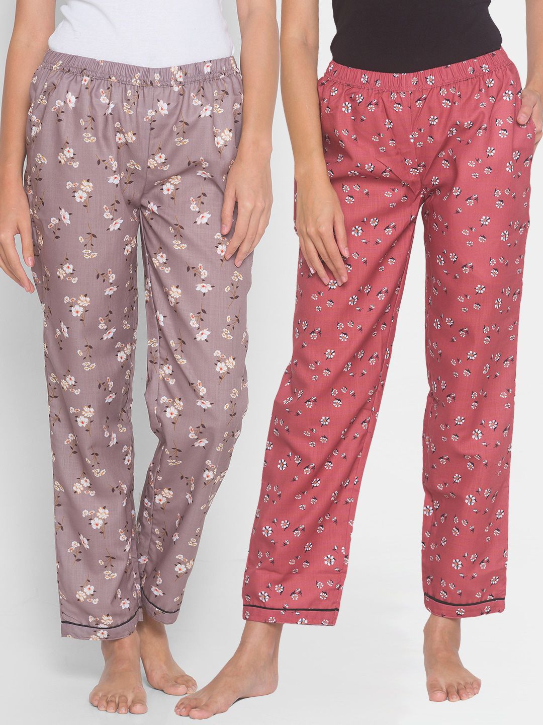 FashionRack Women Pack Of 2 Printed Cotton Pyjamas Price in India