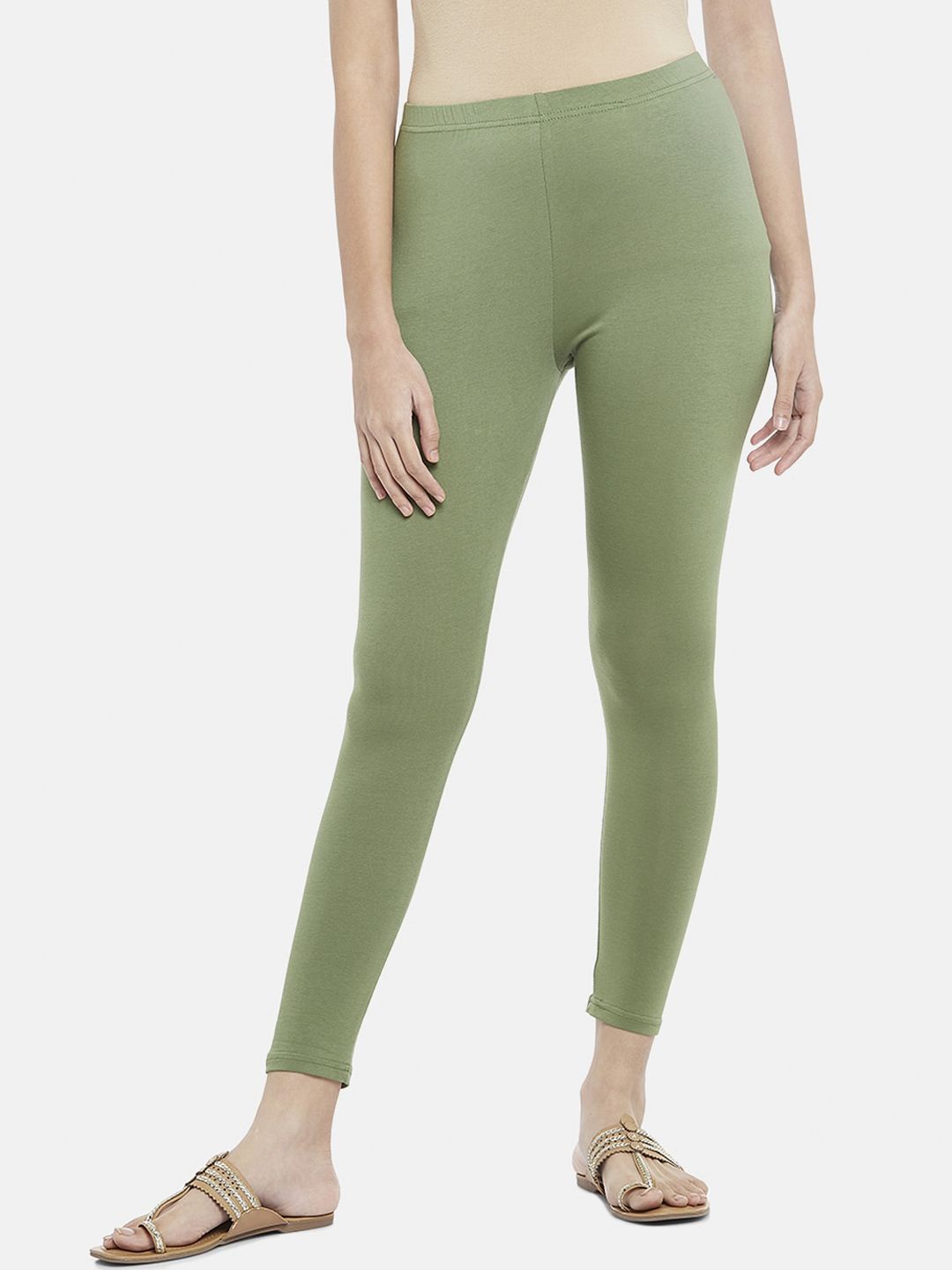 RANGMANCH BY PANTALOONS Women Green Solid Ankle-Length Leggings Price in India