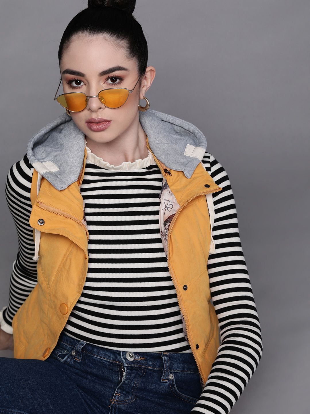 JC Mode Women Mustard Yellow Solid Padded Jacket Price in India