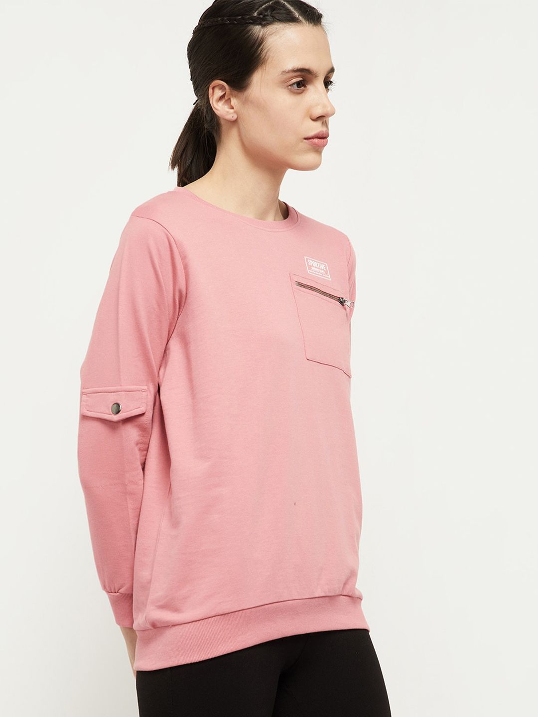 max Women Pink Sweatshirt Price in India