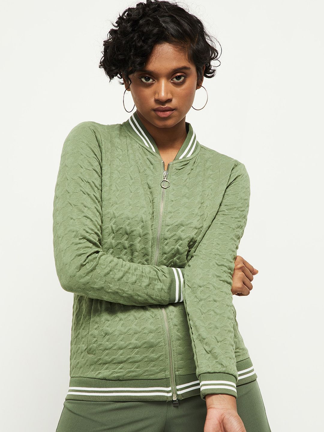 max Women Green Sweatshirt Price in India