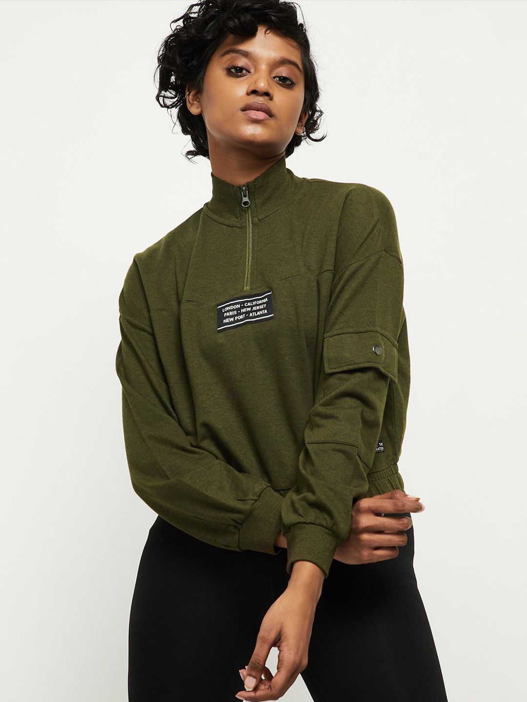 max Women Olive Green Sweatshirt Price in India