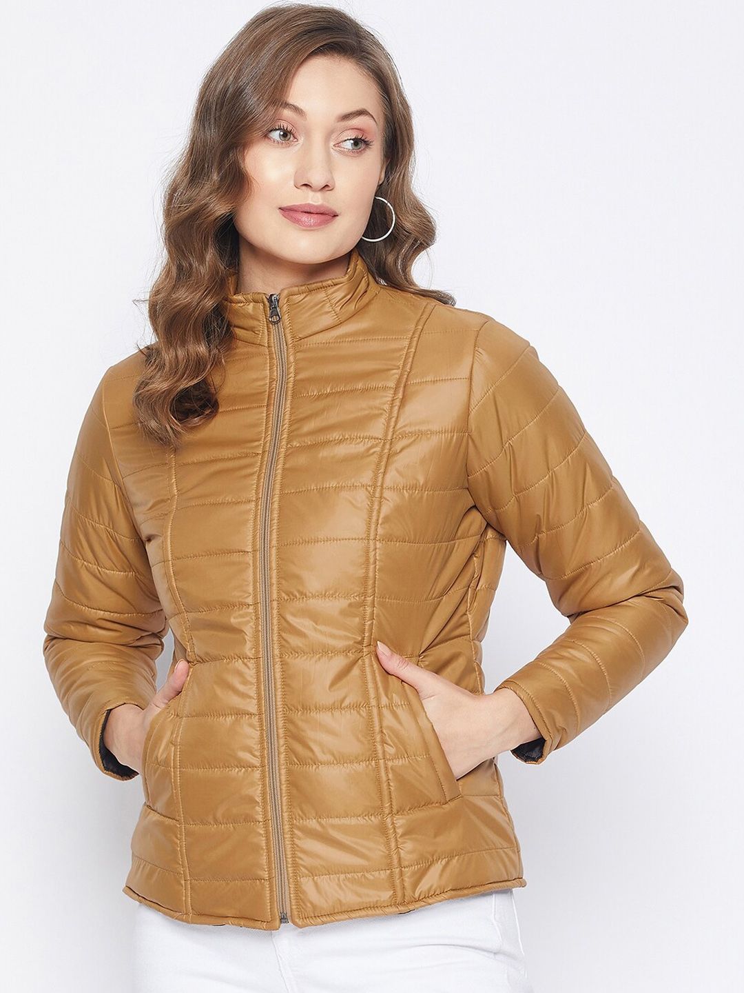 PURYS Women Brown Puffer Jacket Price in India