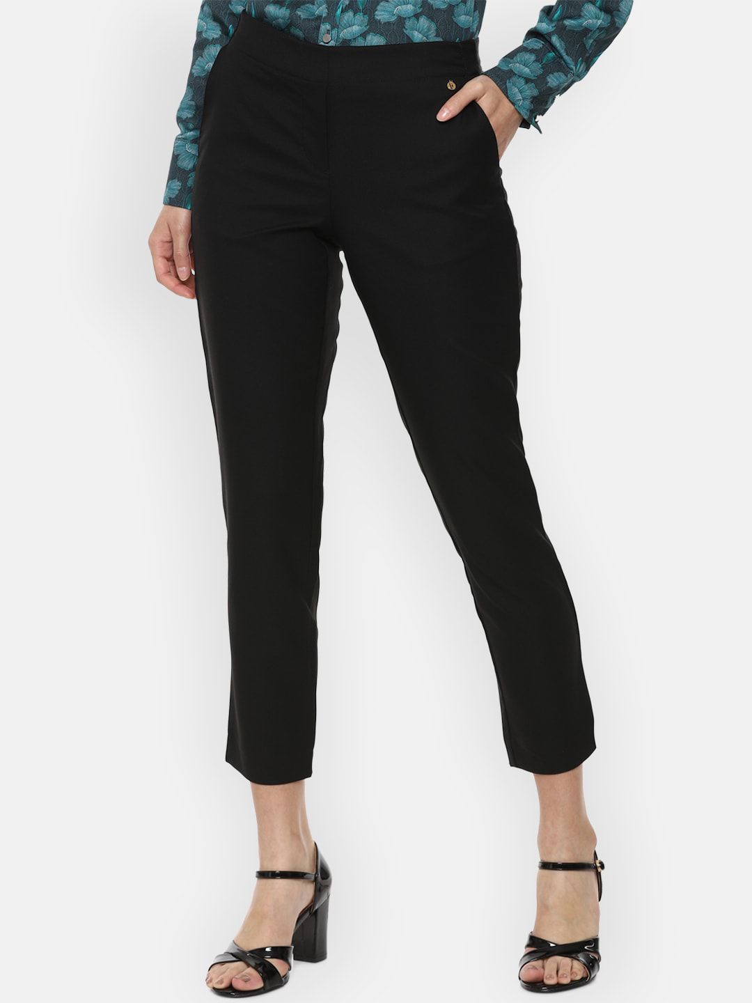 Van Heusen Woman Black Formal Trousers Price in India