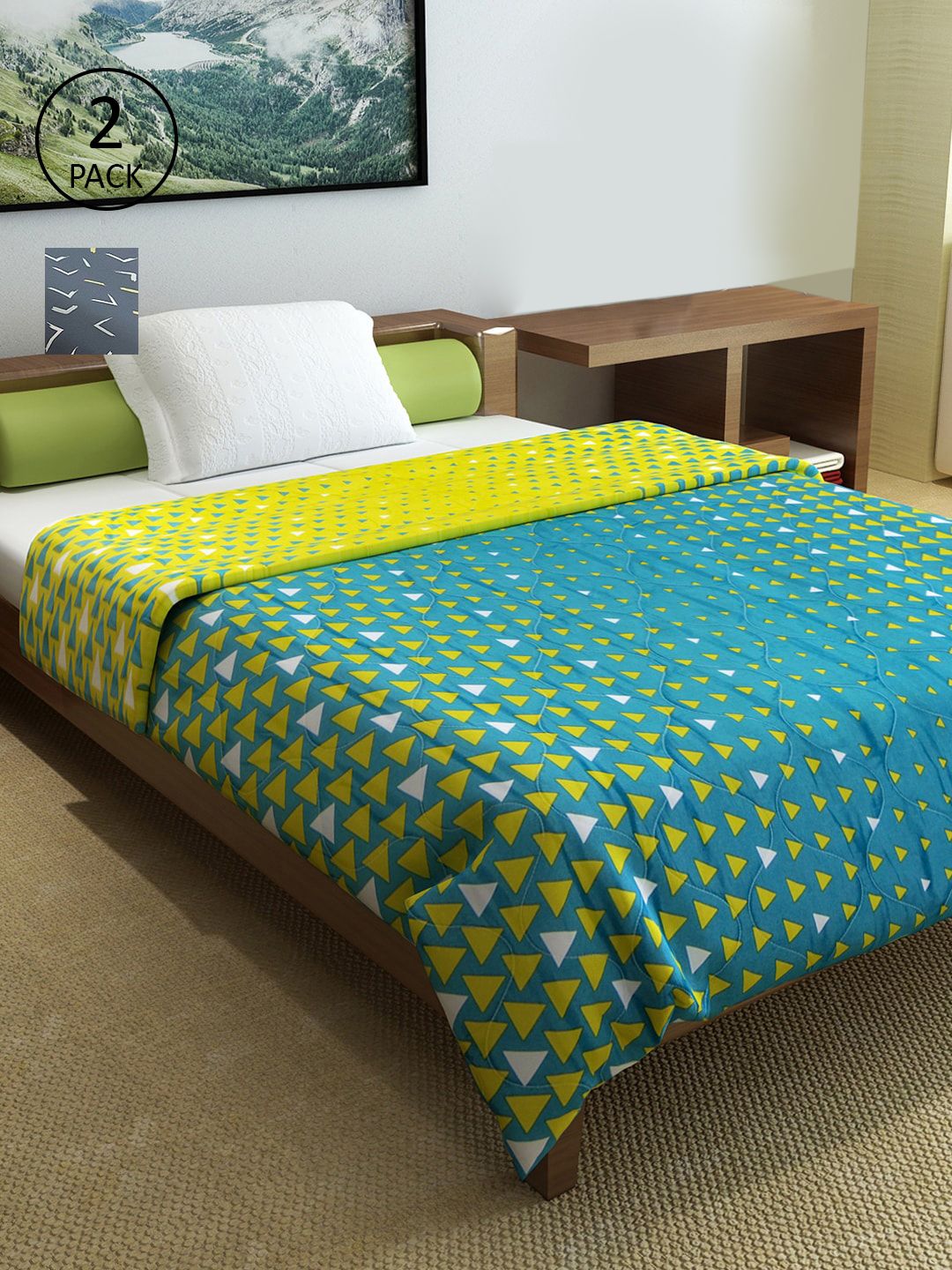 Divine Casa Navy Blue & White Set of 2 Mild Winter 150 GSM Single Bed Comforter Price in India