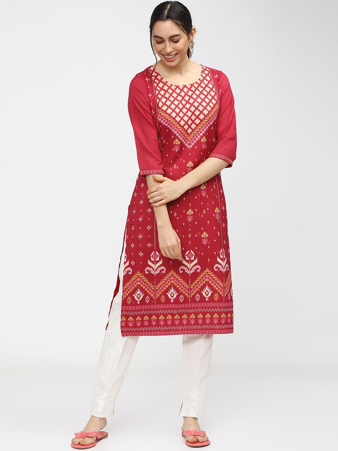 KETCH Women Red Ethnic Motifs Printed Kurta Price in India