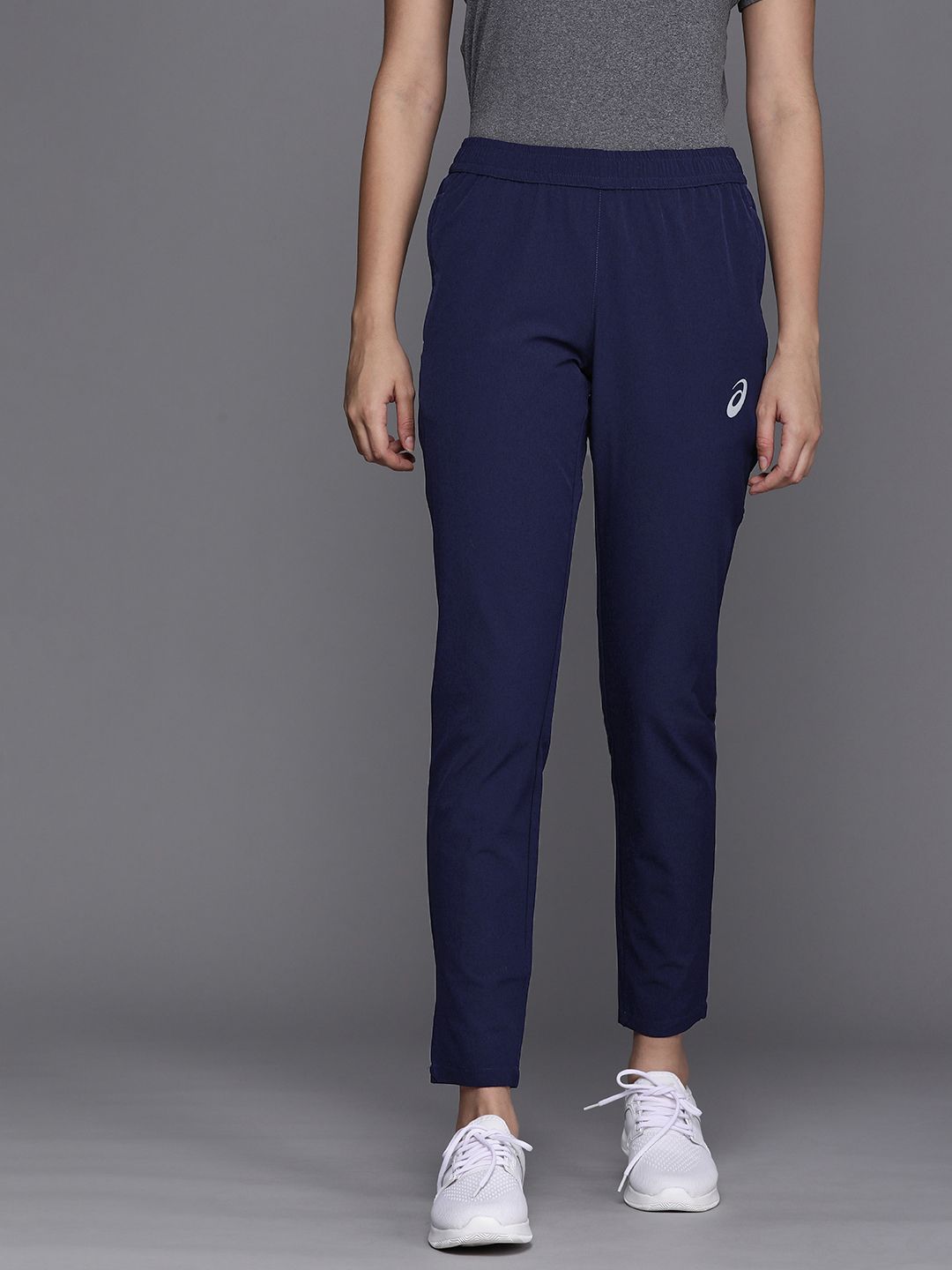 ASICS Women Navy Blue Solid Reflective Woven Regular Fit Track Pants Price in India