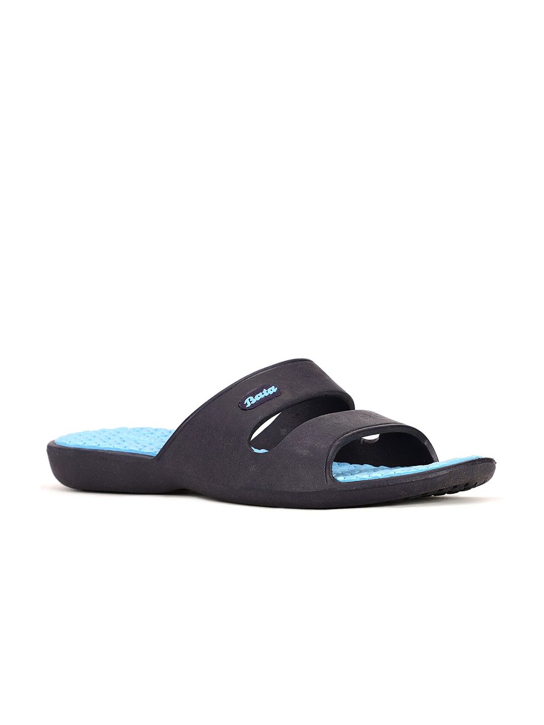 Sandak by Bata Women Blue & Black Sliders Price in India