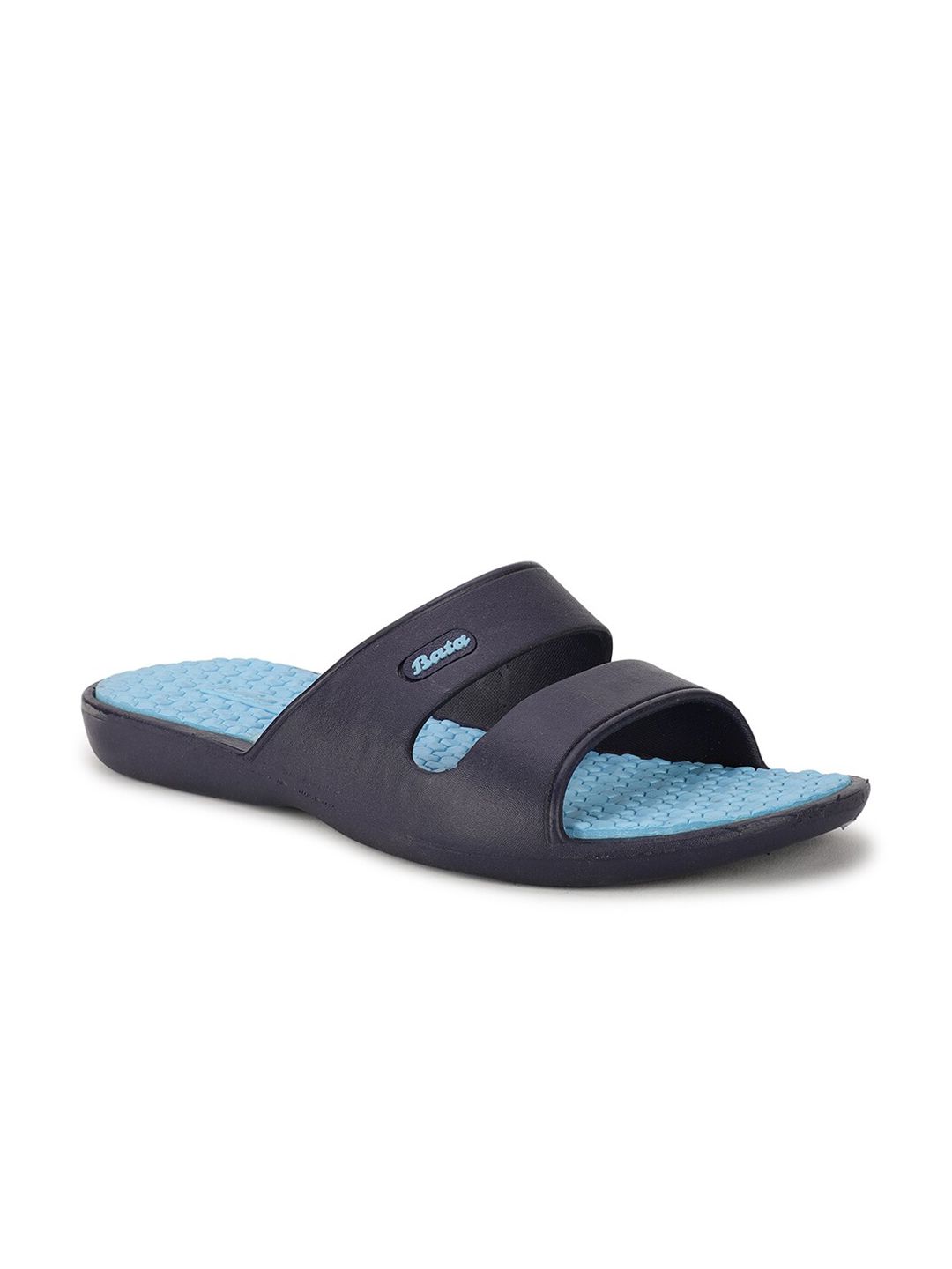 Sandak by Bata Women Blue & Black Sliders Price in India