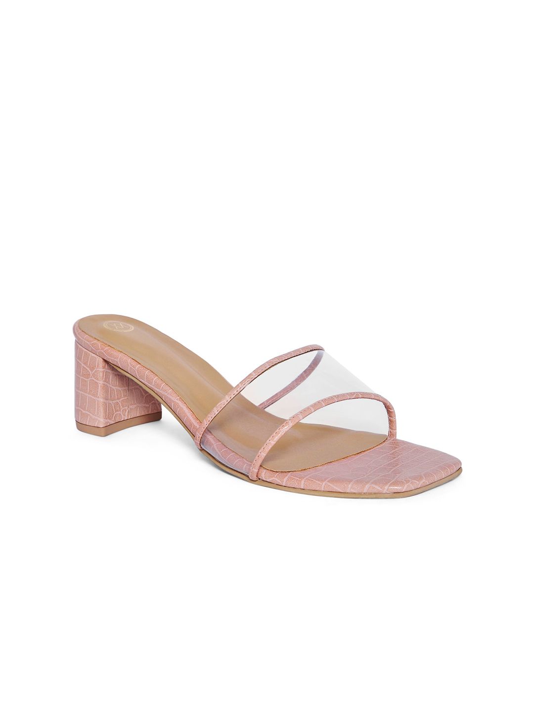 20Dresses Pink Textured PU Block Sandals Price in India