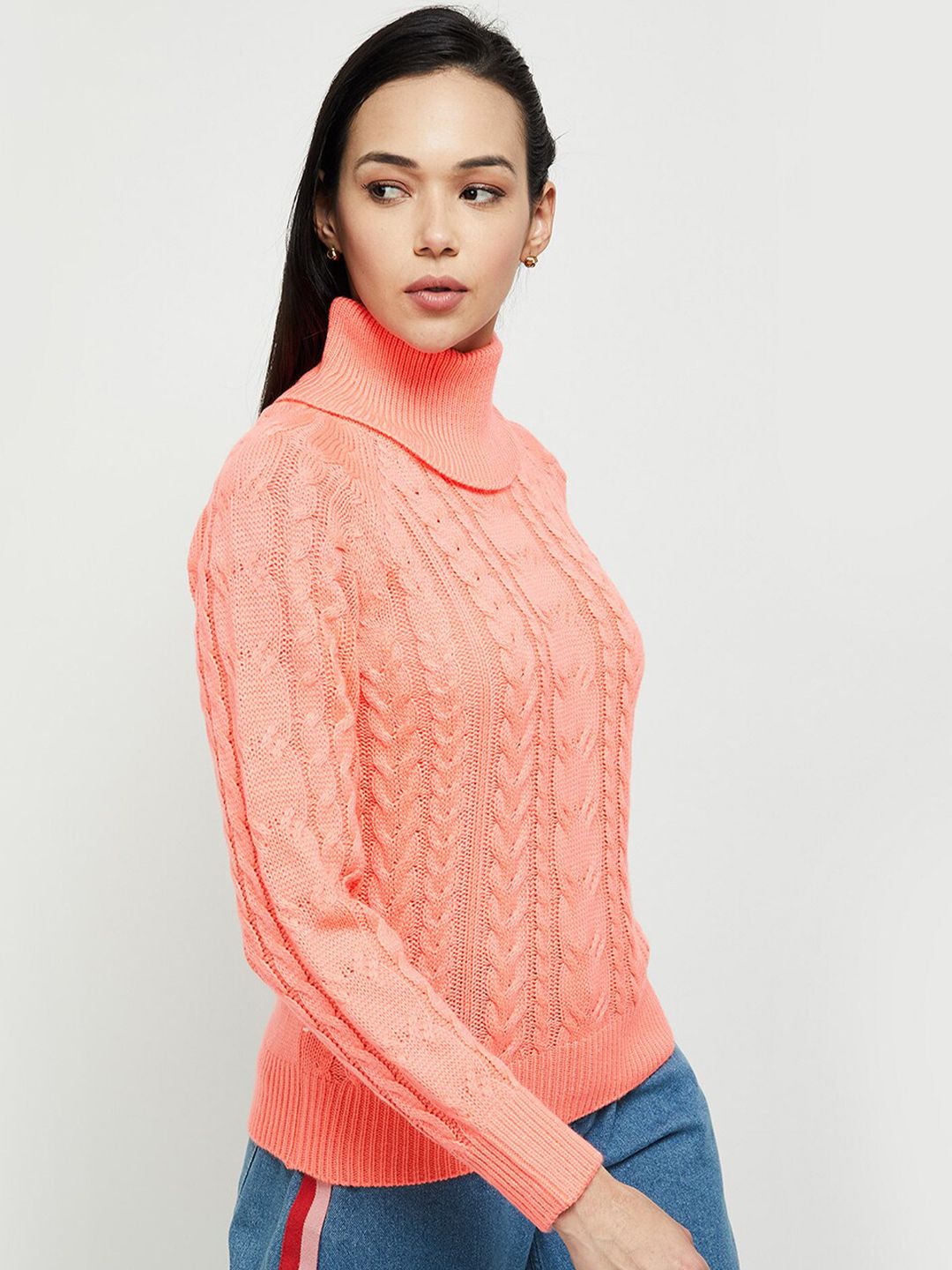 max Women Coral Cable Knit Pullover Price in India