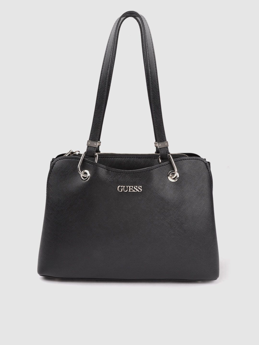 GUESS Black Saffiano Textured Shoulder Bag Price in India