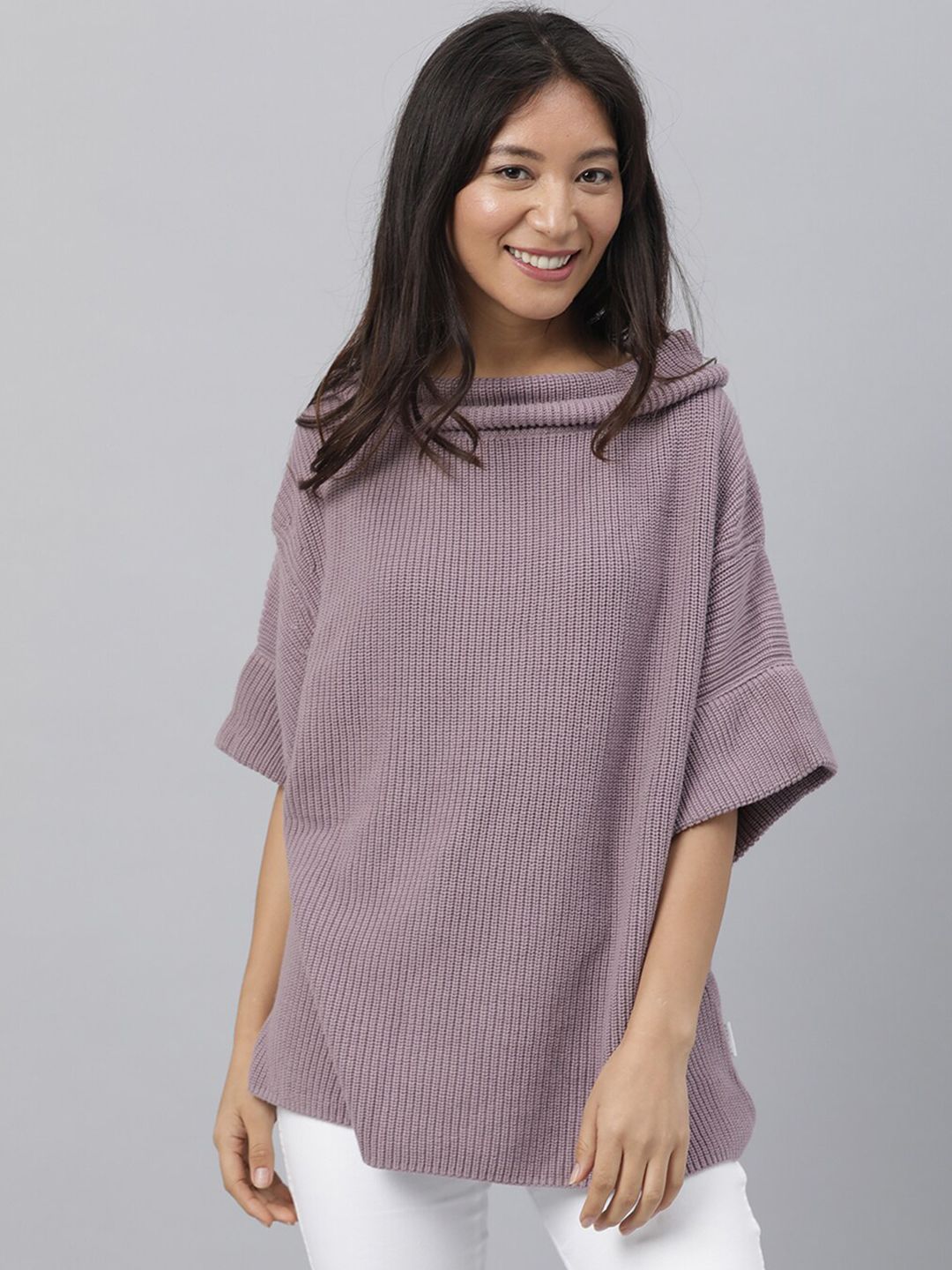 RAREISM Women Purple Cable Knit Pullover Price in India
